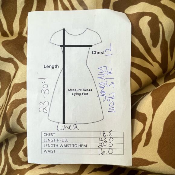 JONES NEW YORK HALTER ANIMAL PRINT SILK SEMI FORMAL SEXY DRESS BROWN LARGE 12 - Picture 8 of 8